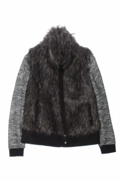 Khujo Veste En Fausse Fourrure Gris Clair-brun Moucheté Style Décontracté