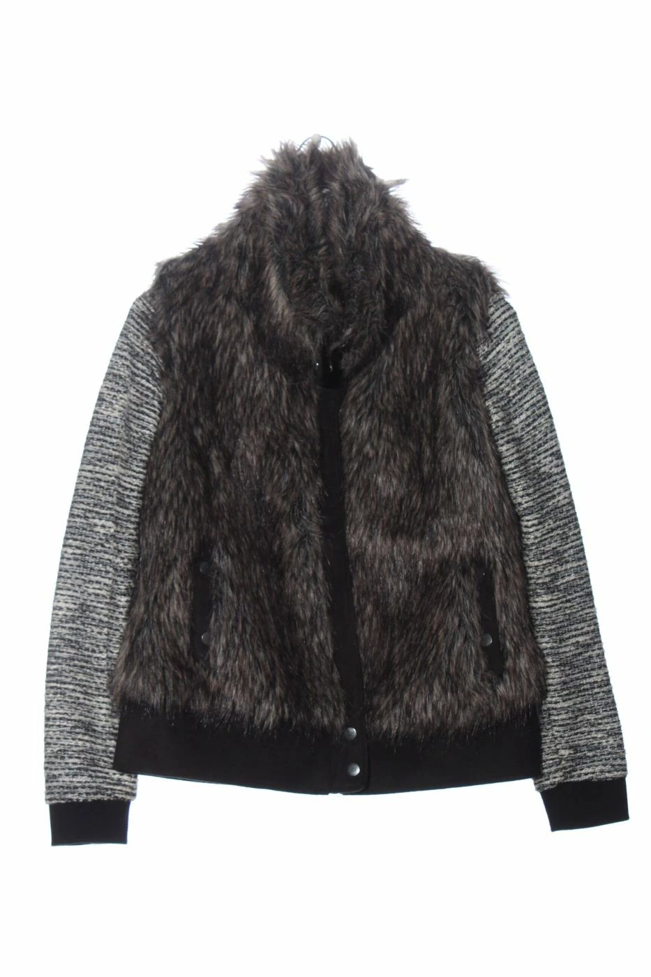 Khujo Veste En Fausse Fourrure Gris Clair-brun Moucheté Style Décontracté 1 Khujo Veste En Fausse Fourrure Gris Clair-brun Moucheté Style Décontracté