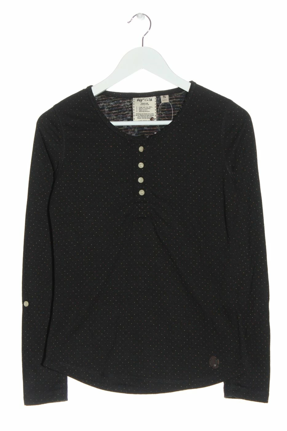 Khujo Top à Manches Longues Noir Motif De Tache Style Décontracté 1 Khujo Top à Manches Longues Noir Motif De Tache Style Décontracté