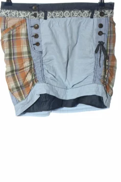 Khujo Mini-jupe Bleu-brun Motif à Carreaux Style Décontracté