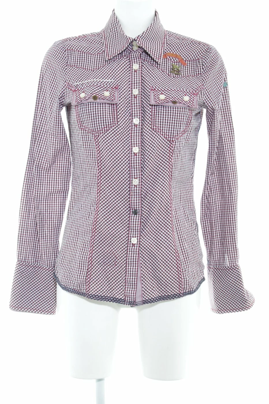 Khujo Vintage Blouse-chemisier Motif à Carreaux Application De Logo 1 Khujo Vintage Blouse-chemisier Motif à Carreaux Application De Logo